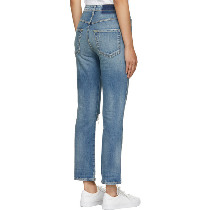 Amo Blue Chloe Cropped High-Rise Jeans Amo