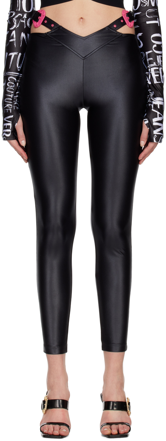 Versace Jeans Couture Black Shiny Leggings Versace