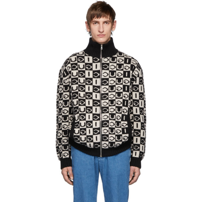Woordenlijst Attent Almachtig Gucci Black and Off-White Wool Checkerboard Zip-Up Sweater Gucci