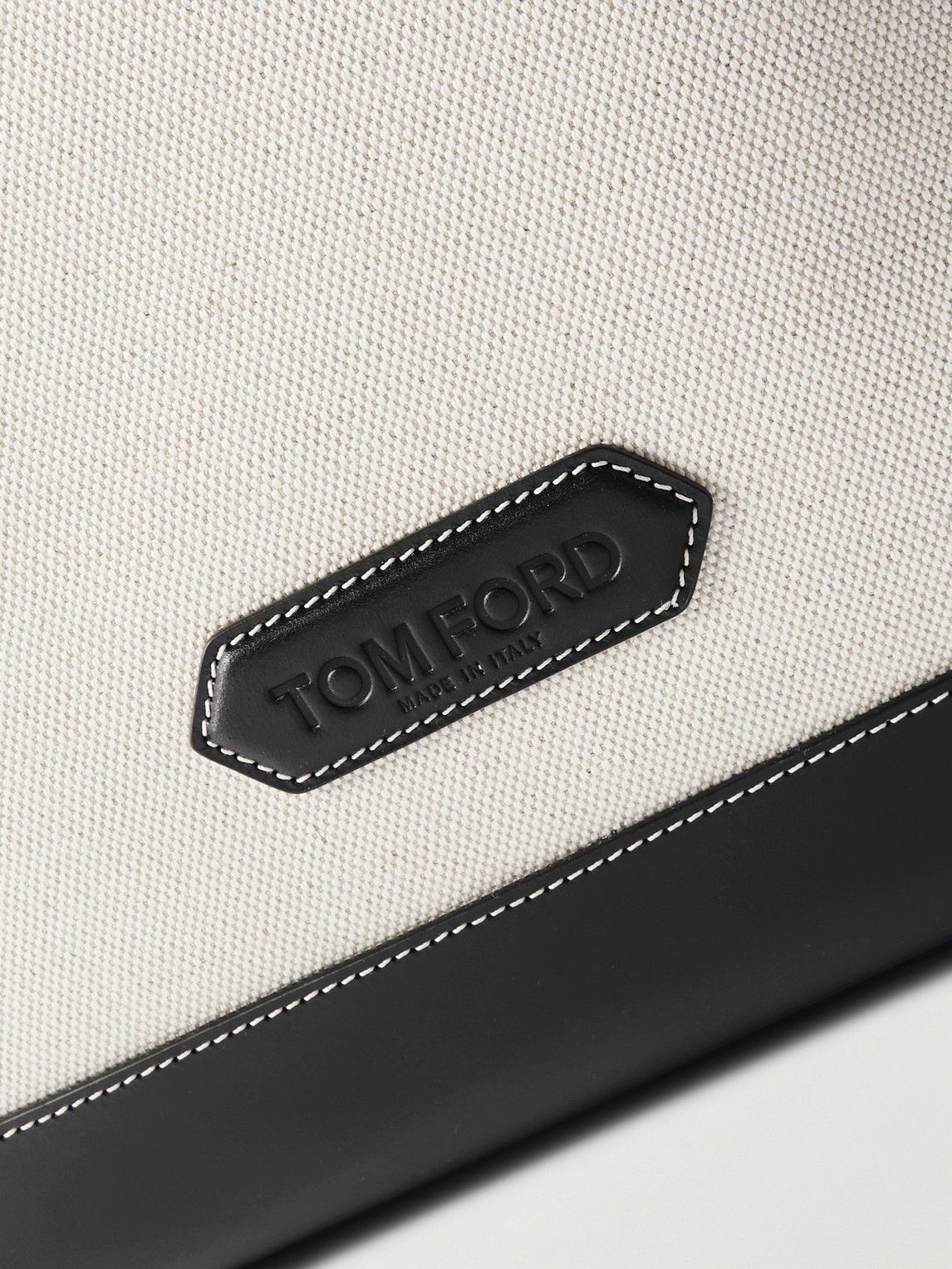 TOM FORD - Logo-Appliquéd Leather-Trimmed Canvas Tote Bag TOM FORD