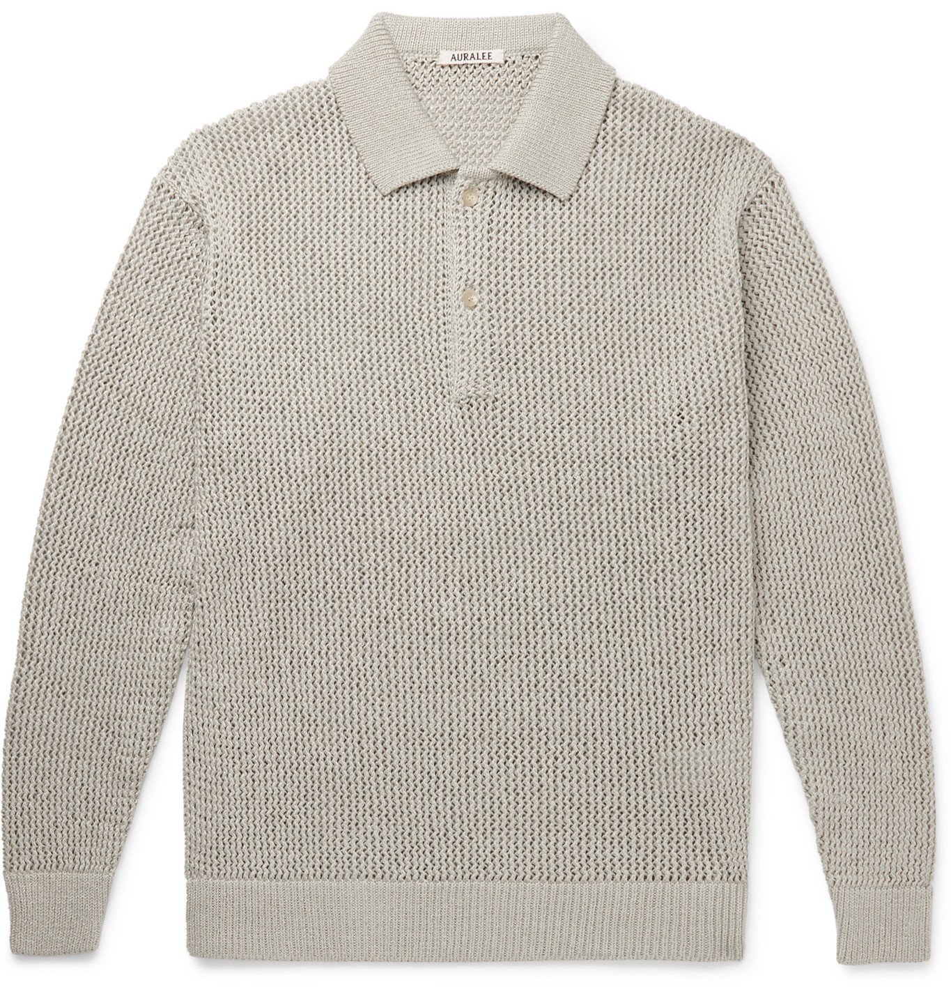 Auralee - Open-Knit Cotton Polo Shirt - Gray Auralee