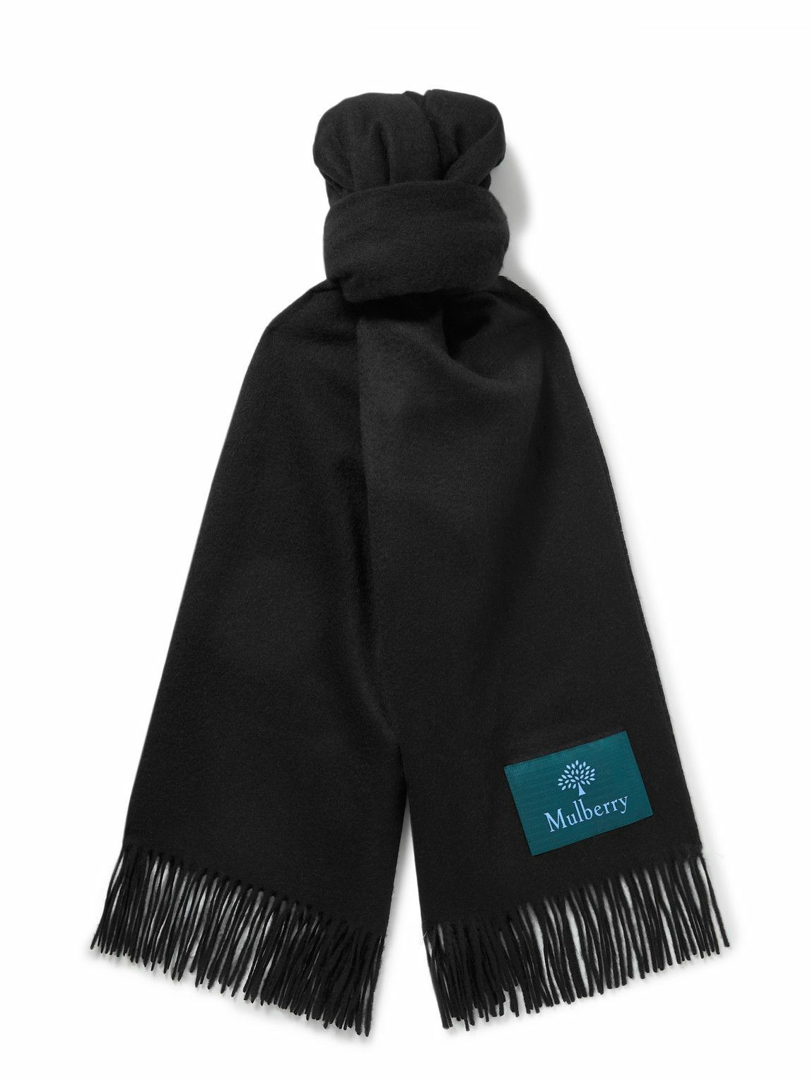 Mulberry - Logo-Appliquéd Fringed Wool Scarf Mulberry