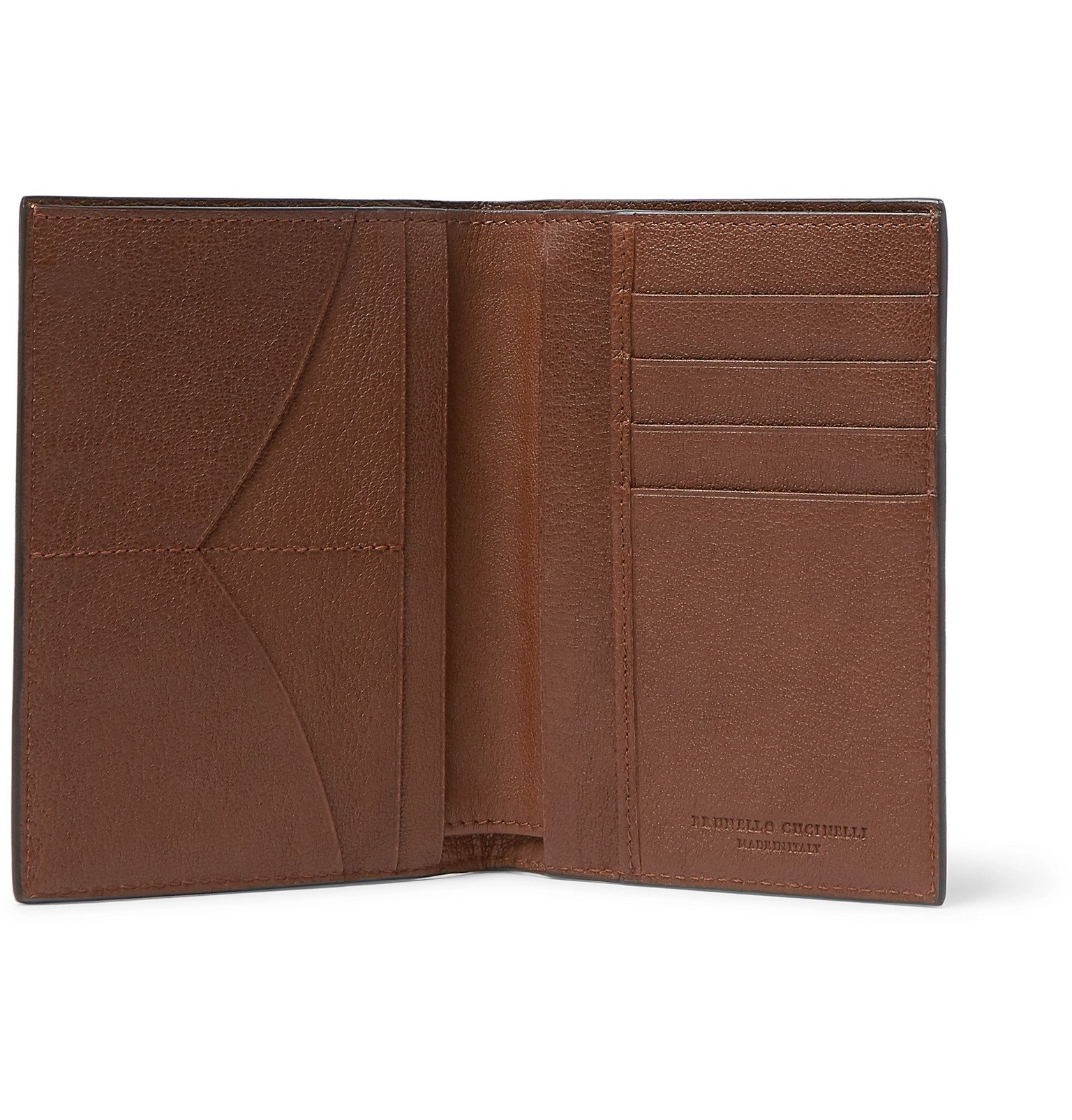 Brunello Cucinelli - Full-Grain Leather Passport Cover - Brown Brunello ...