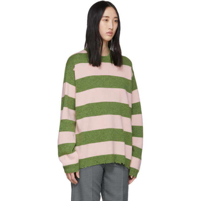 Marc Jacobs Green and Pink Wool Grunge Sweater Marc Jacobs