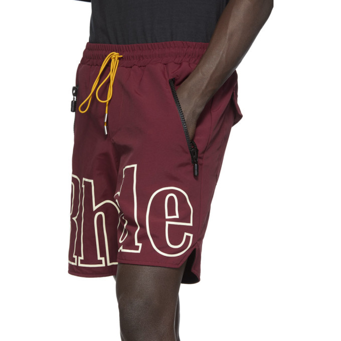 Rhude Burgundy Logo Swim Shorts Rhude