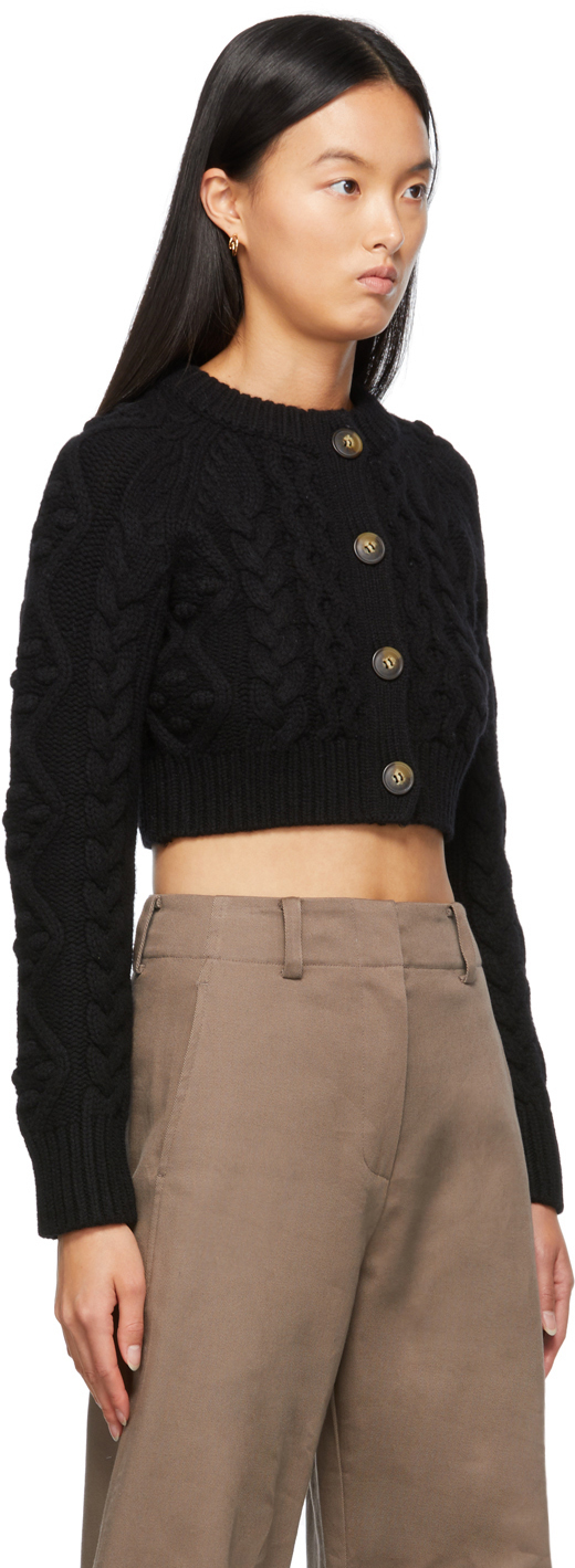 Loulou Studio Black Abaco Cropped Cardigan Loulou Studio