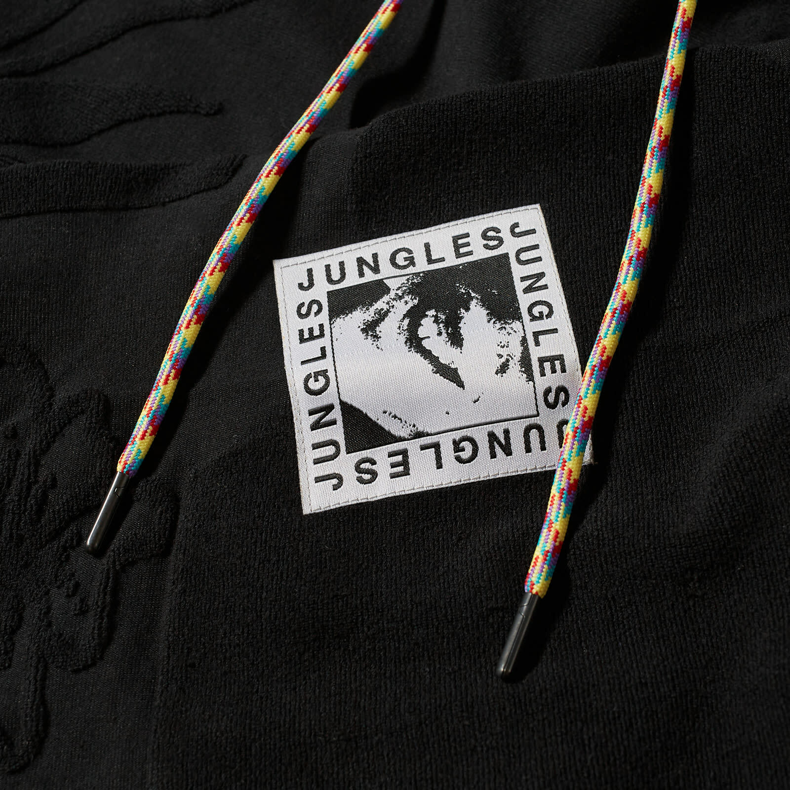 Jungles Jungles Men's Jacquard Towelling Hoodie in Black Jungles Jungles