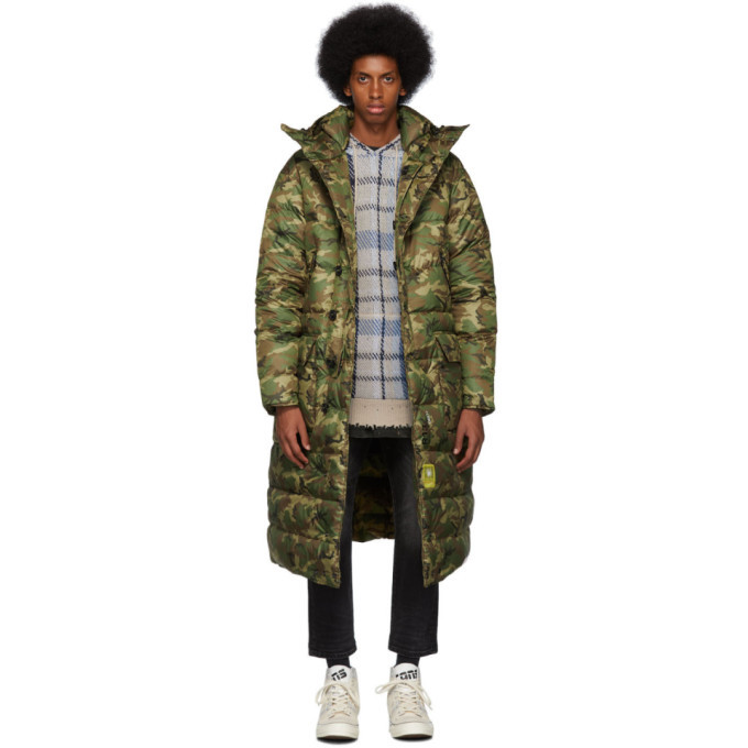 Camo Down Long Anorak Puffer Coat R13