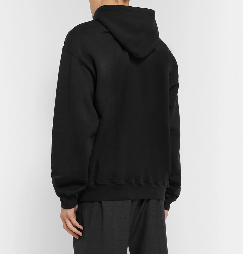 Balenciaga - Logo-Print Fleece-Back Cotton-Jersey Hoodie - Black Balenciaga