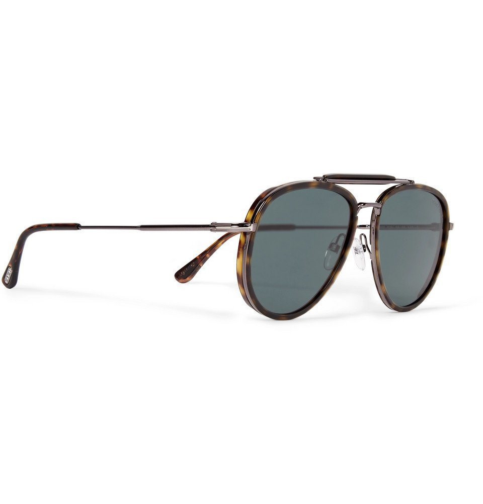 TOM FORD - Tripp Aviator-Style Tortoiseshell Acetate and Silver-Tone  Sunglasses - Tortoiseshell TOM FORD