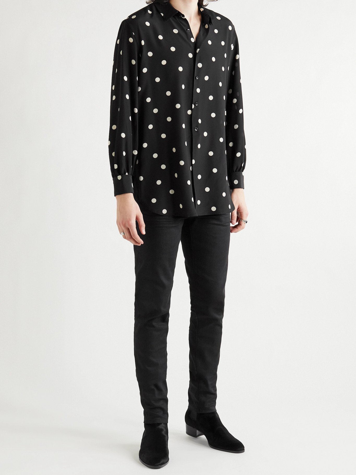 saint laurent black silk shirt