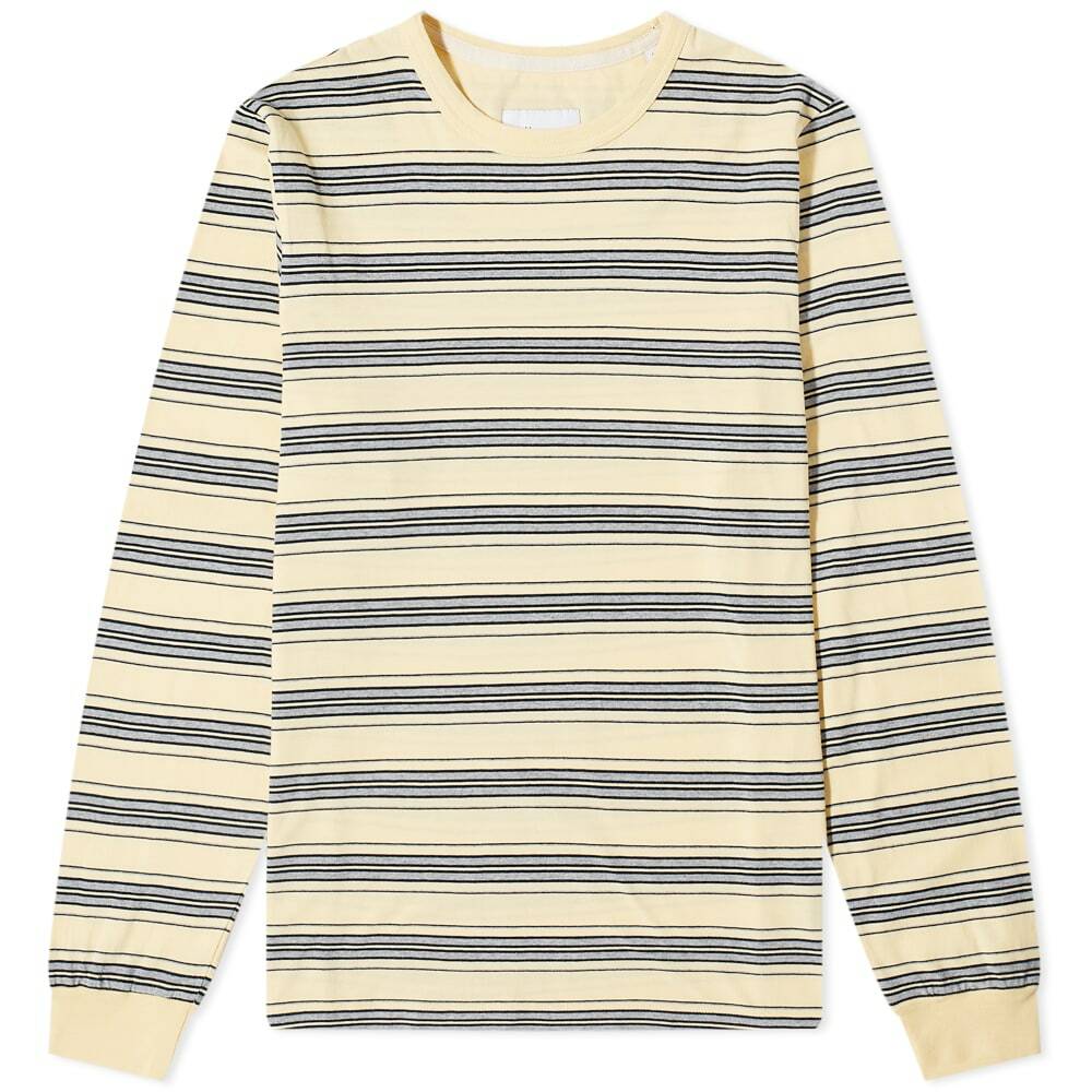 Albam Men's Long Sleeve Overdyed Stripe T-Shirt in Bone Albam