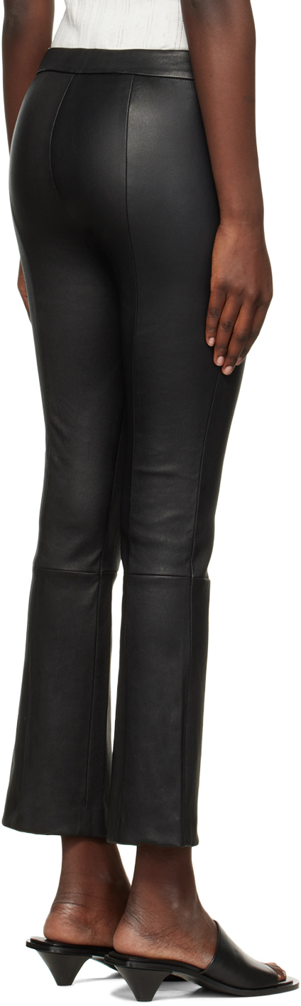 Theory Black Slim Kick Leather Pants Theory