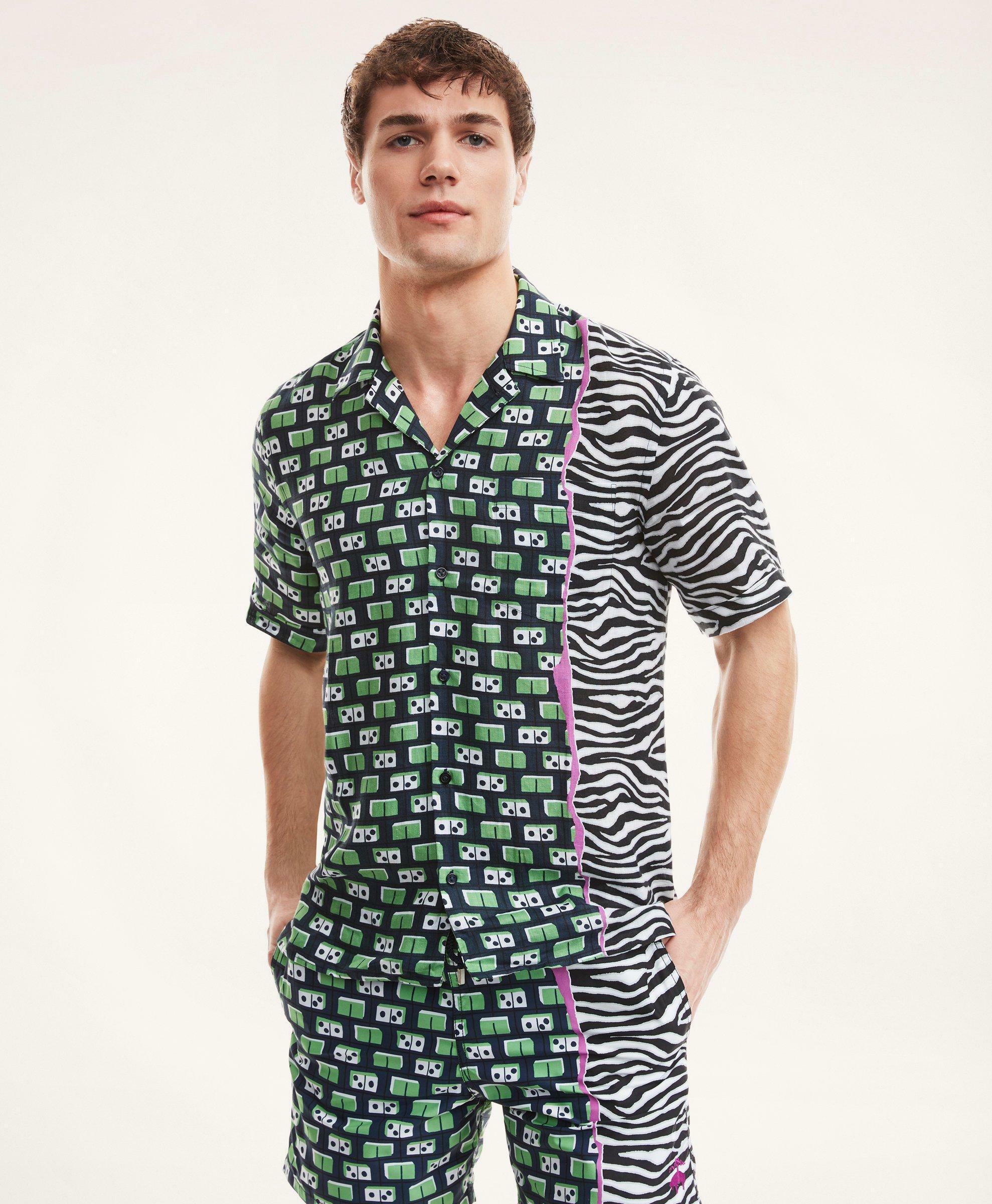 Photo: Brooks Brothers Men's Et Vilebrequin Bowling Shirt in the Dominator Print | Navy