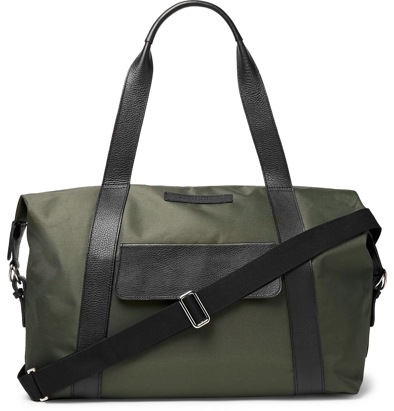 Photo: Oliver Spencer - Full-Grain Leather-Trimmed Canvas Duffle Bag - Green