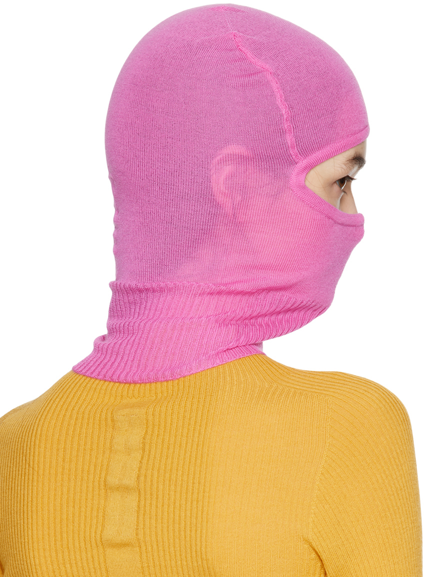 Rick Owens Pink Ribbed Balaclava Rick Owens