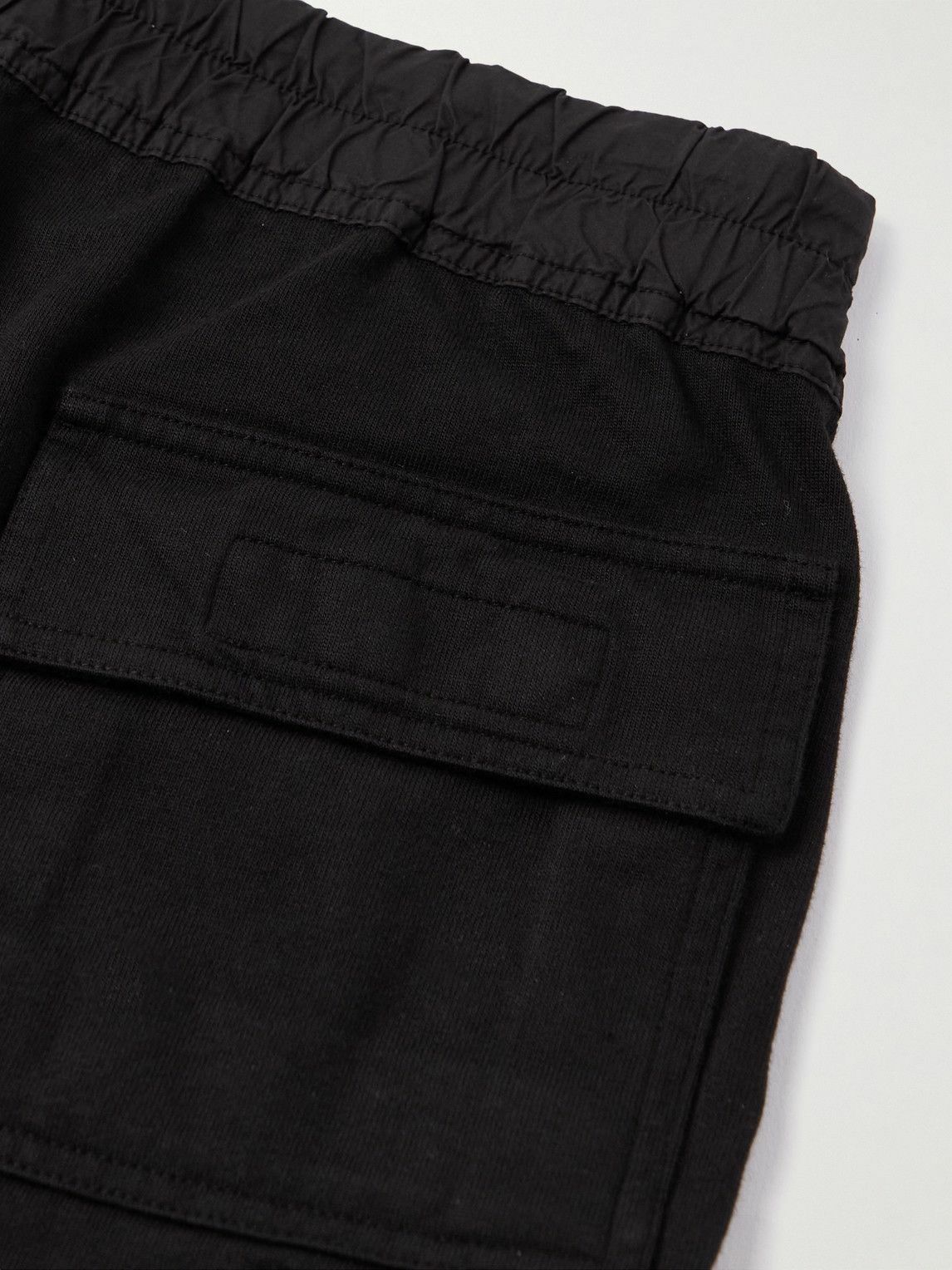 Rick Owens - Mastodon Slim-Fit Tapered Cotton-Jersey Cargo Drawstring Trousers - Black