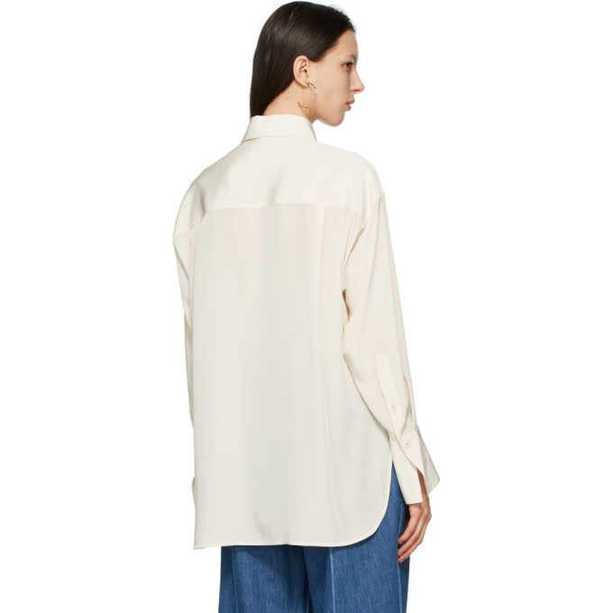 Mame Kurogouchi Off-White Crepe Embroidered Shirt Mame Kurogouchi