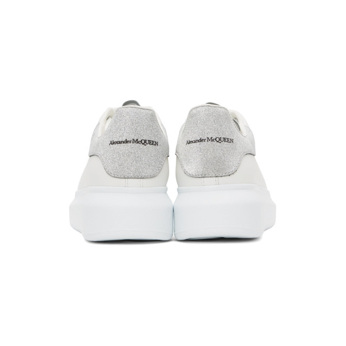 alexander mcqueen white & silver glitter oversized sneakers