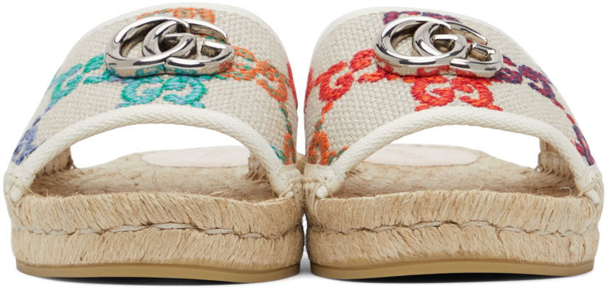 Gucci Beige Canvas GG Espadrille Slides Gucci