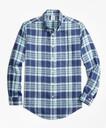 Brooks Brothers Men's Regent Regular-Fit Sport Shirt, Blue Plaid Irish Linen
