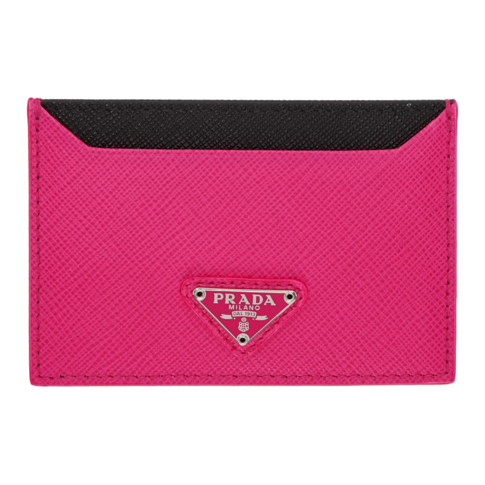 Prada Pink Triangle Logo Card Holder Prada