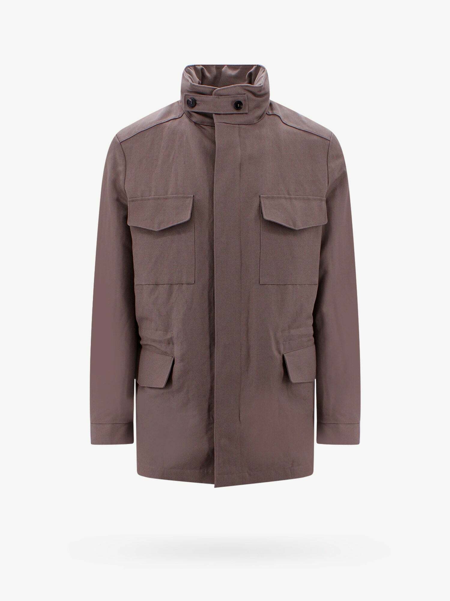 LORO PIANA Size L Red & Beige Cotton Reversible Jacket