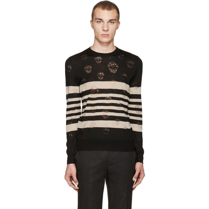 Alexander McQueen Black Stripes and Skulls Pullover Alexander McQueen