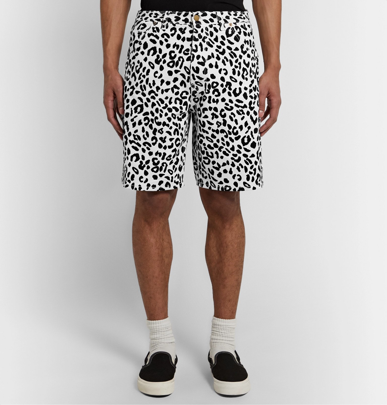 Noon Goons - Leopard-Print Denim Shorts 