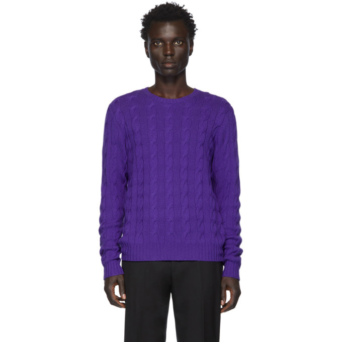 Ralph Lauren Purple Label Purple Cashmere Cable-Knit Sweater Ralph Lauren  Purple Label
