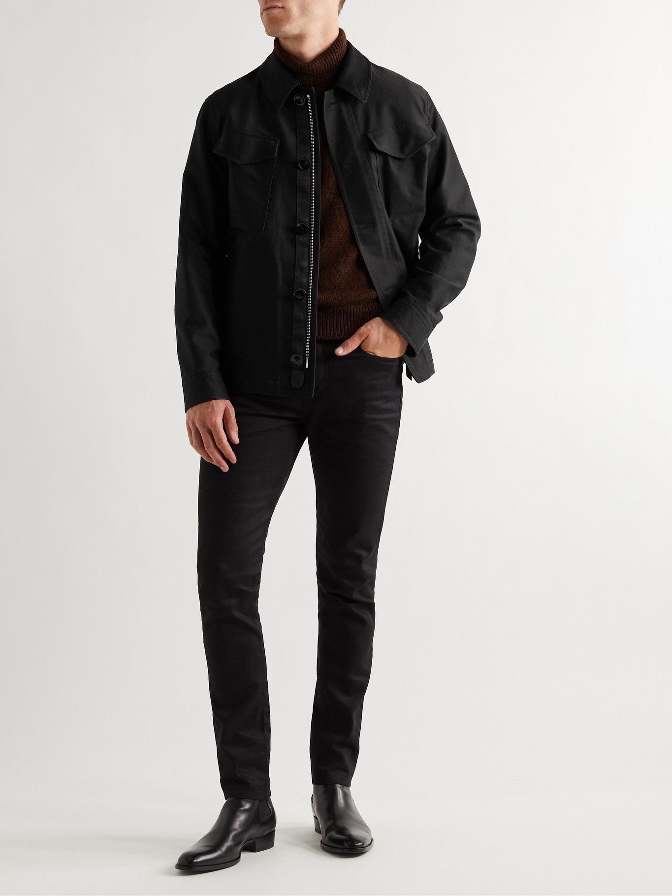 TOM FORD - Military Cotton Overshirt - Black TOM FORD