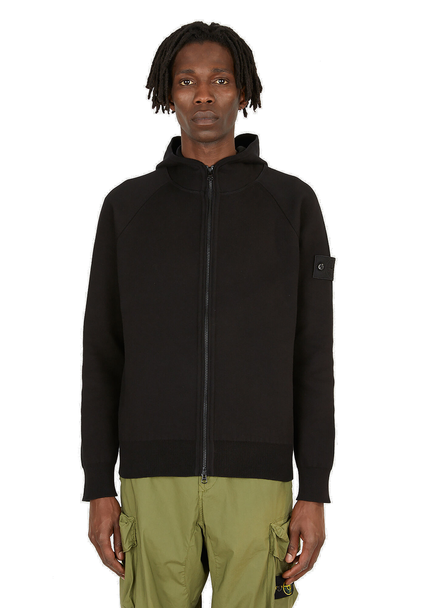 Knitted Hooded Sweatshirt in Black Stone Island