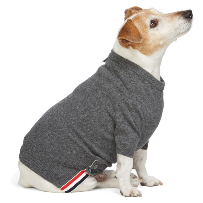 Thom Browne Grey Cashmere 4-Bar Dog Sweater Thom Browne