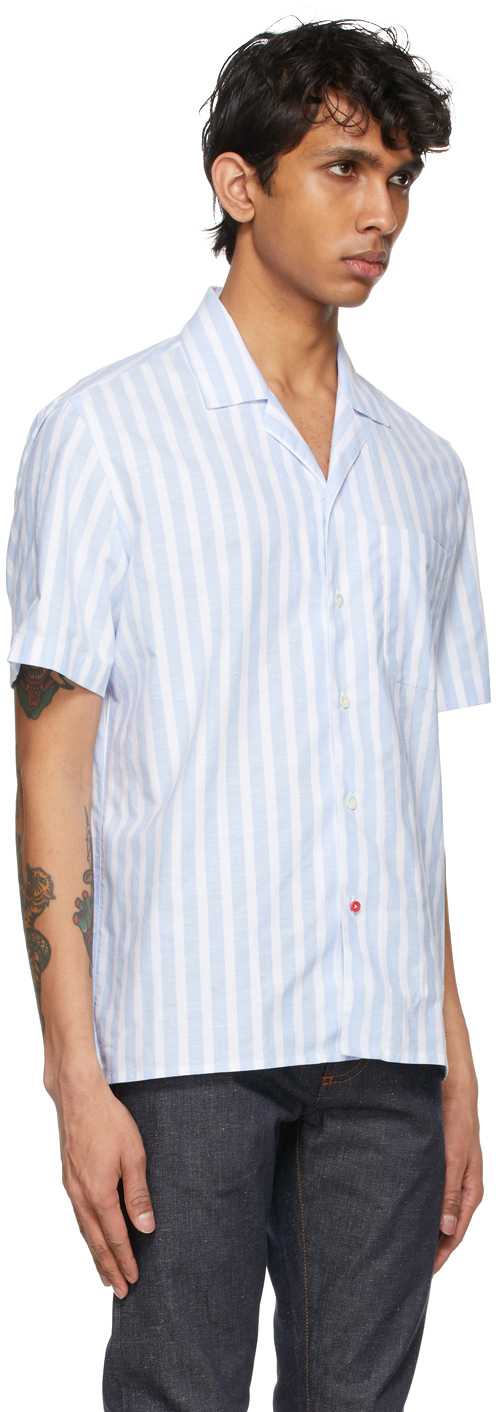 White Camp Collar Short Sleeve Shirt Isaia