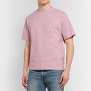 Oliver Spencer - Warren Grosgrain-Trimmed Mélange Cotton-Jersey T-Shirt - Pink