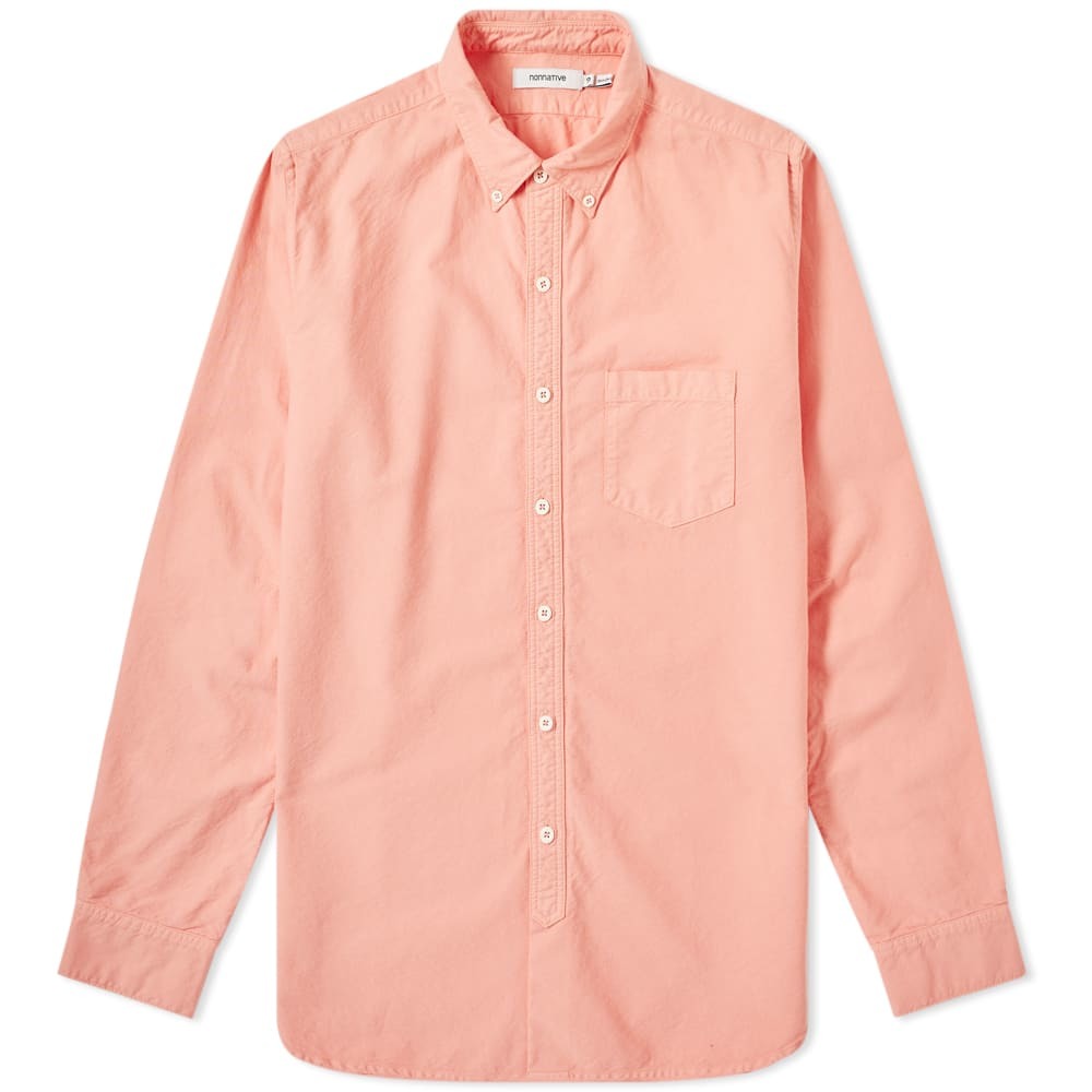 Nonnative Dweller Over Dyed Button Down Oxford Shirt Pink Nonnative