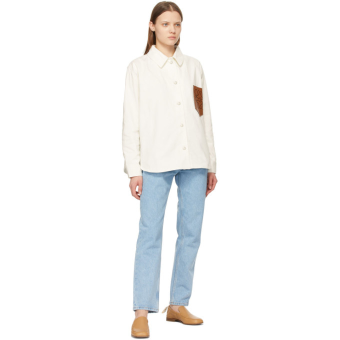 Loewe White Denim Leather Pocket Jacket 