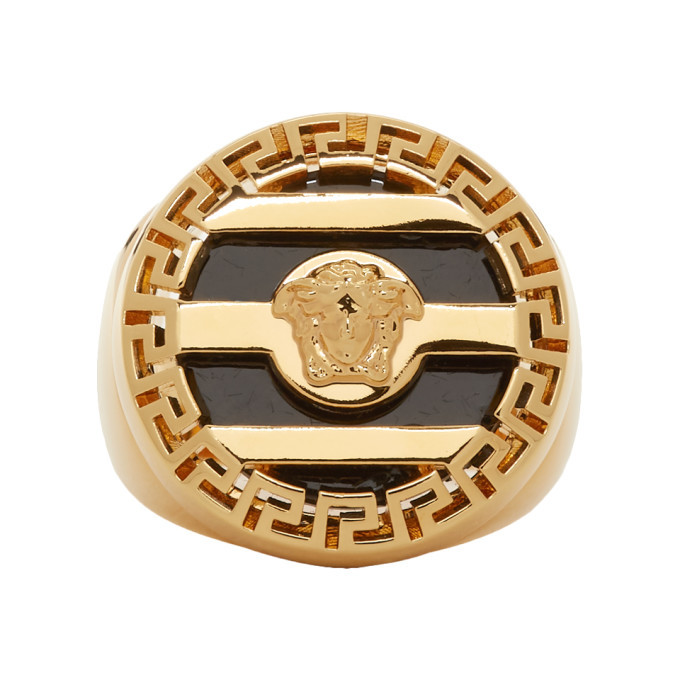 Versace Gold and Black Medusa Ring Versace