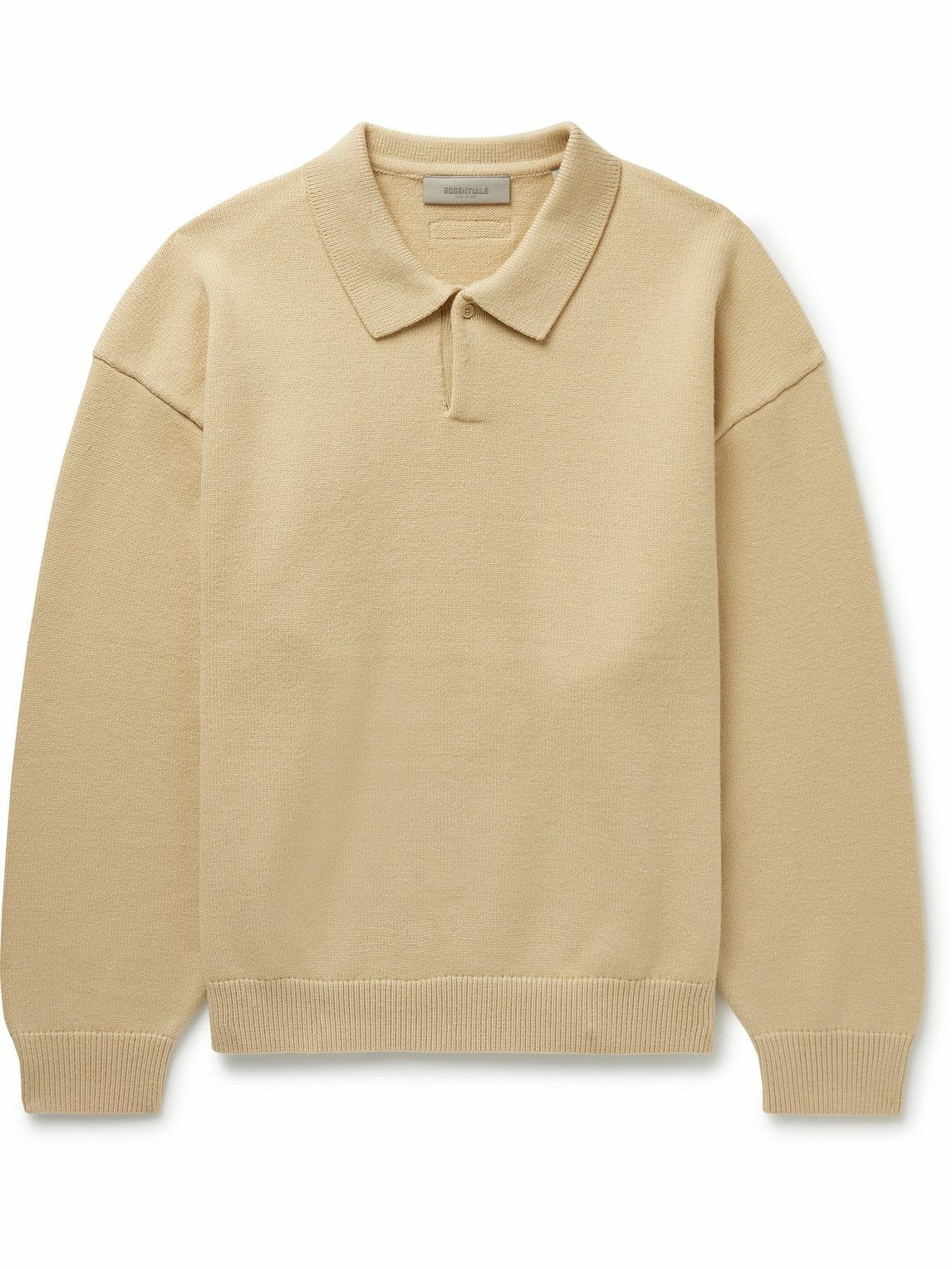 FEAR OF GOD ESSENTIALS - Oversized Knitted Polo Sweater - Neutrals Fear ...