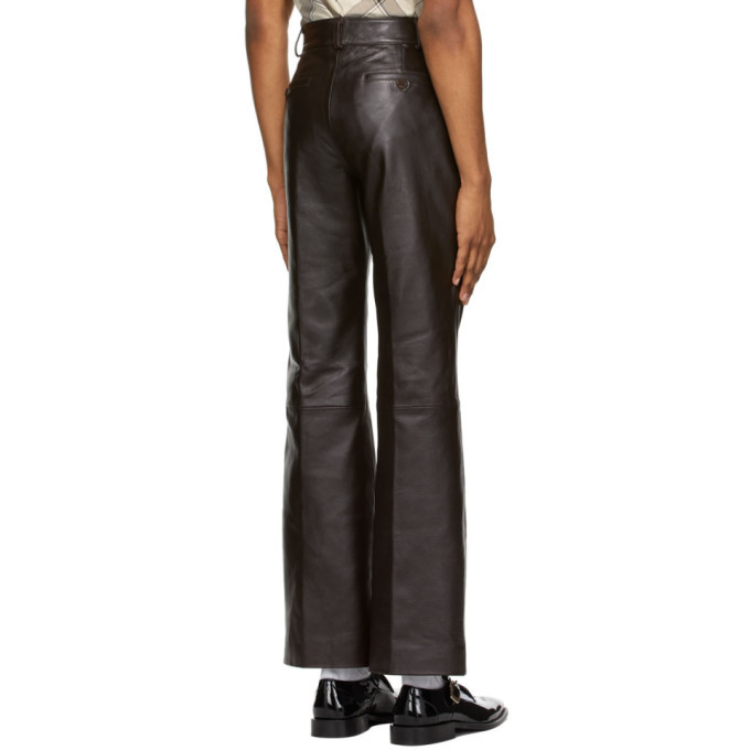 Ernest W. Baker Brown Leather Flare Trousers Ernest W. Baker