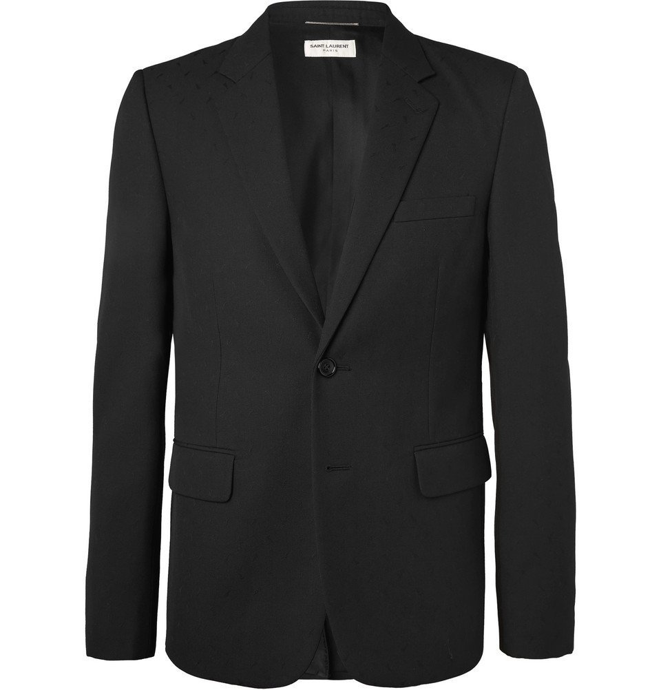 SAINT LAURENT - Black Slim-Fit Virgin Wool-Jacquard Suit Jacket - Black ...