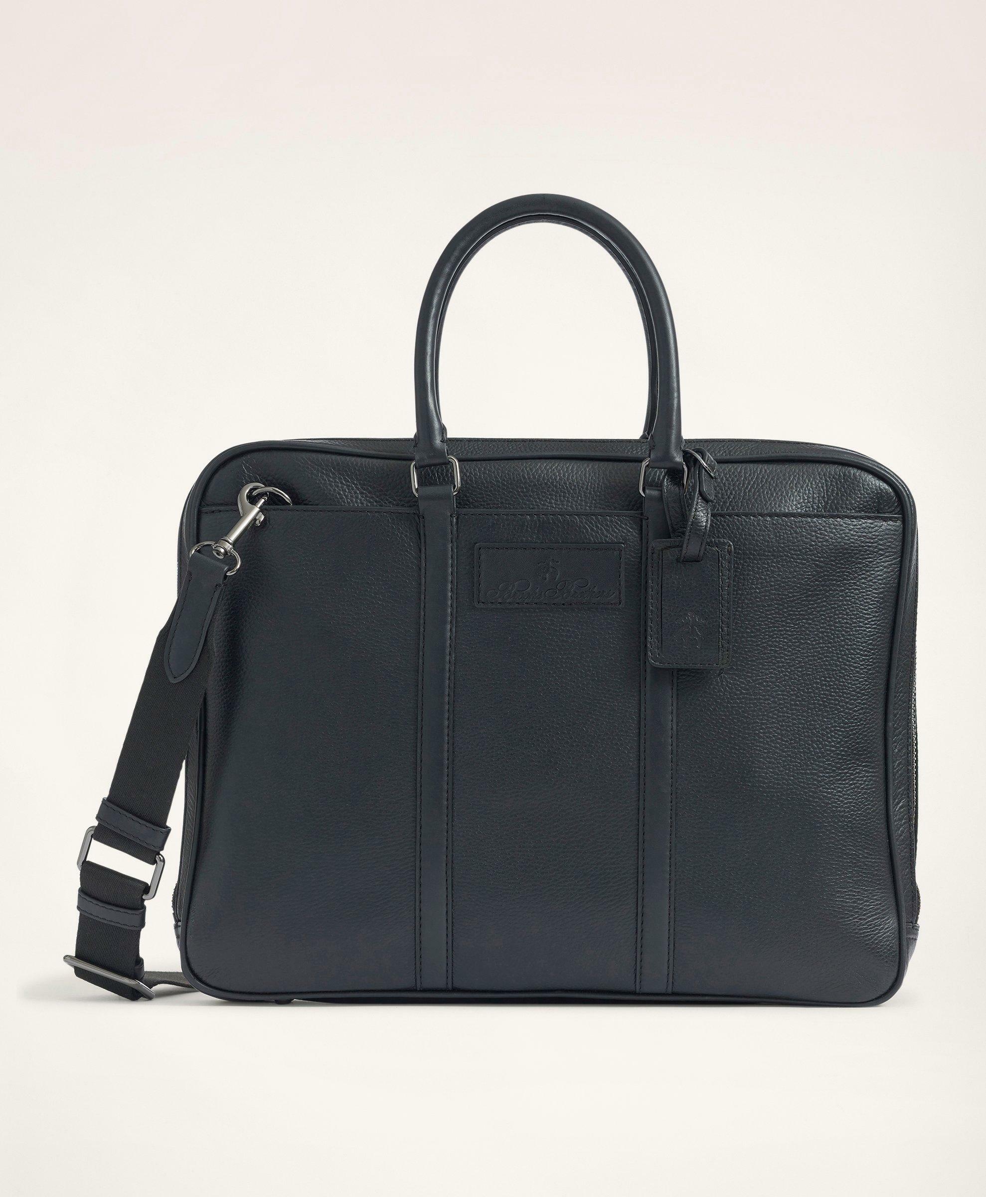 Photo: Brooks Brothers Men's Pebbled Leather Briefcase | Black