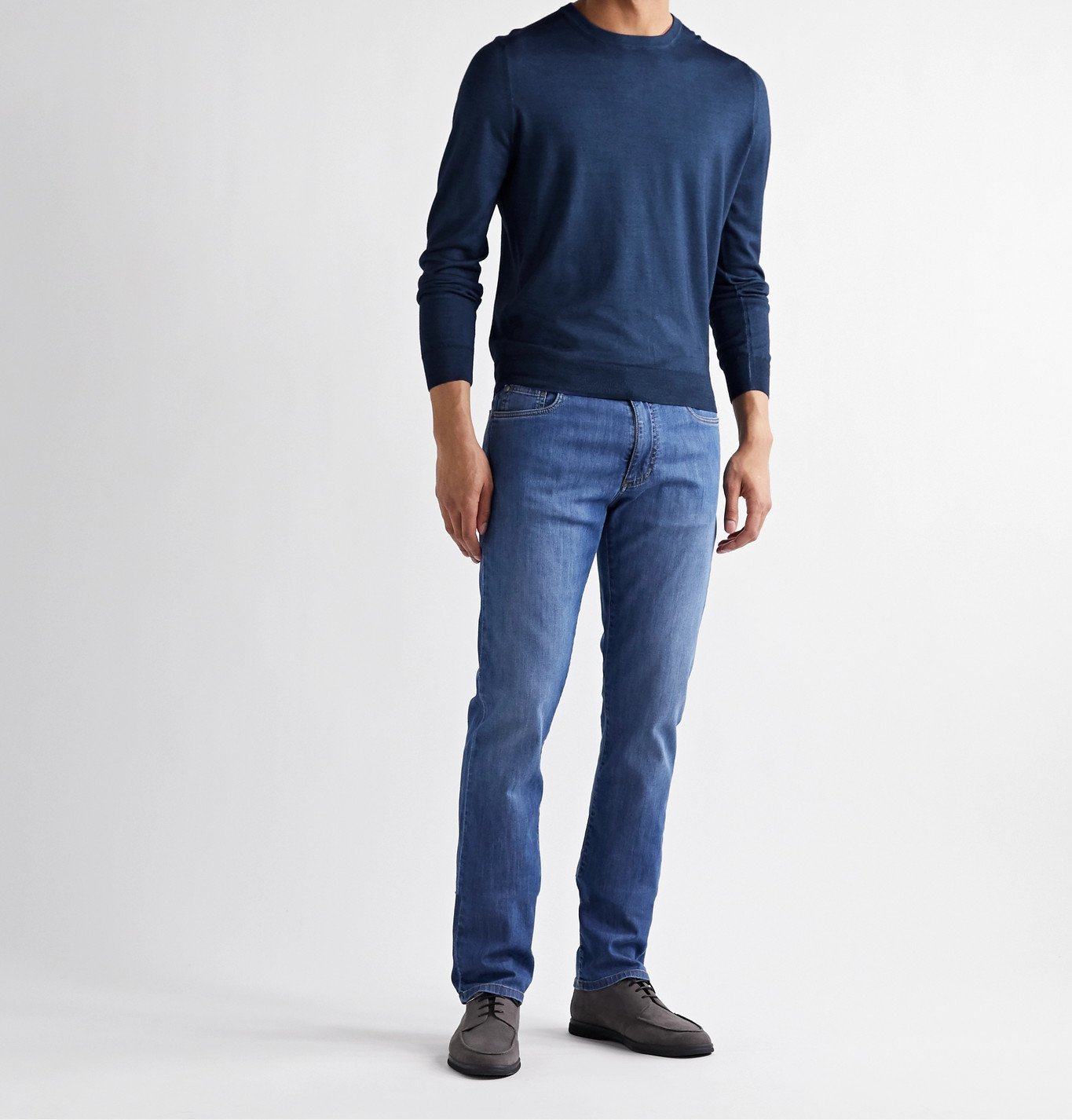 CANALI - Wool and Silk-Blend Sweater - Blue Canali