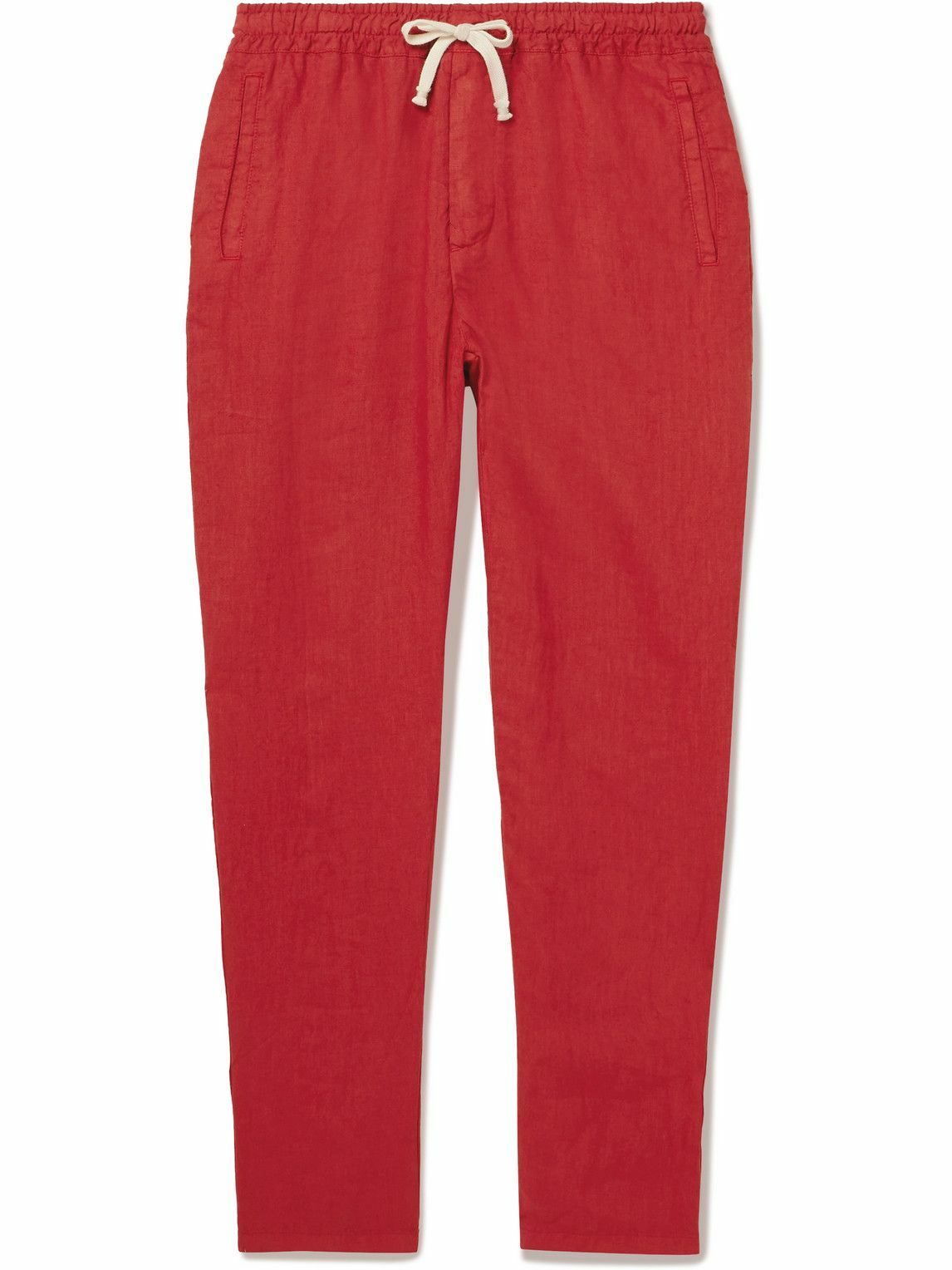 Altea - Martin Tapered Linen Drawstring Trousers - Red Altea