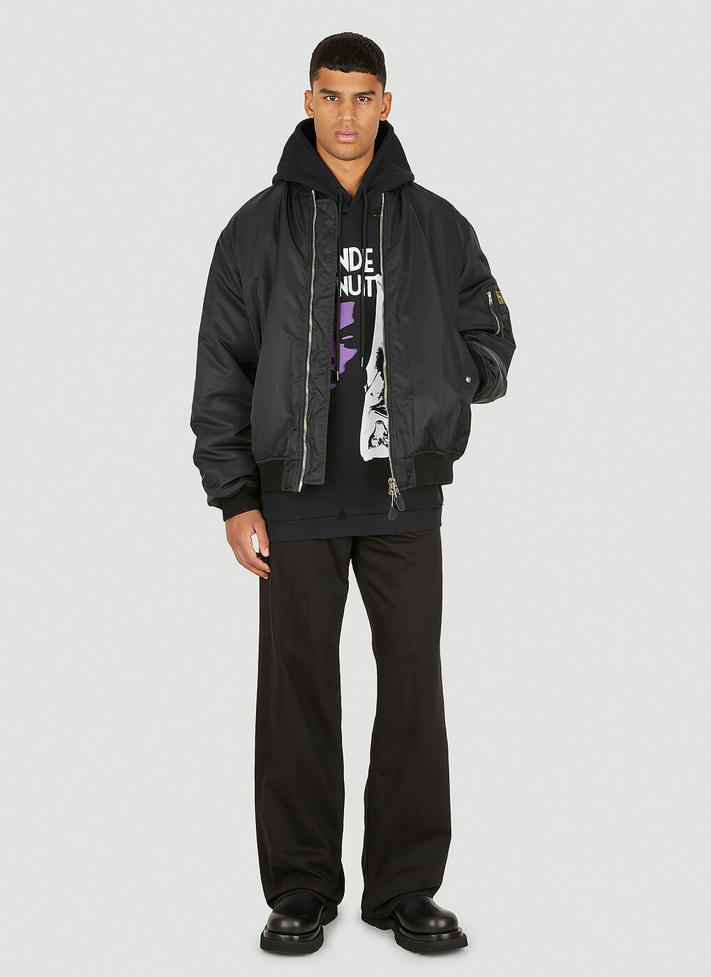 Detached Bomber Jacket in Black Raf Simons