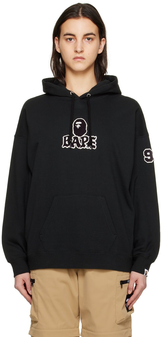 BAPE Black Patched Oversized Hoodie A Bathing Ape