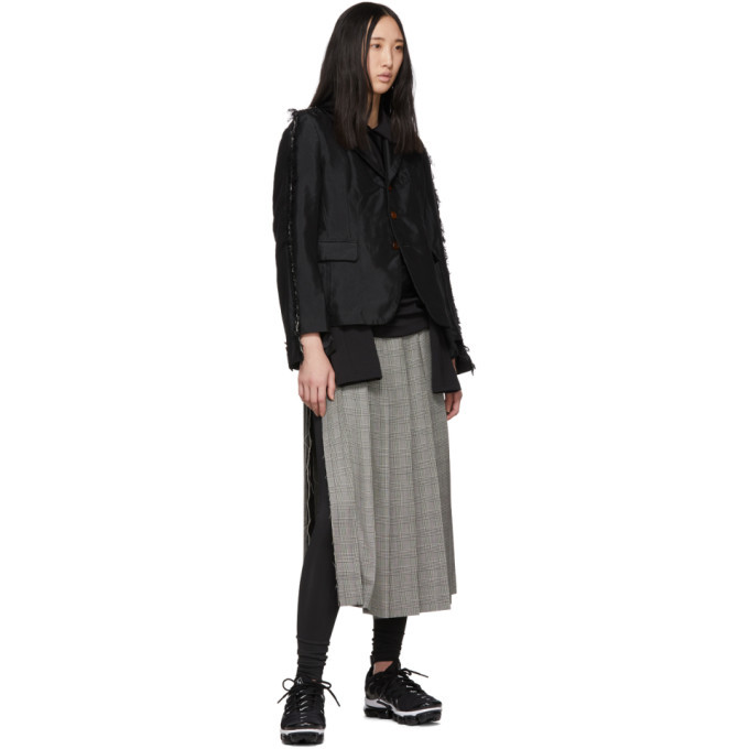 Comme des Garcons Black and White Pleated Side Slit Skirt Comme