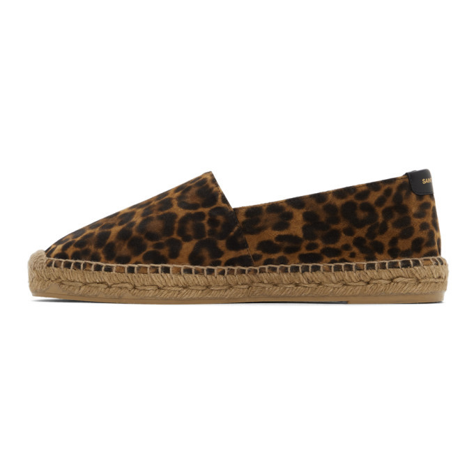 Saint Laurent Brown Suede Leopard Print Espadrilles Saint Laurent