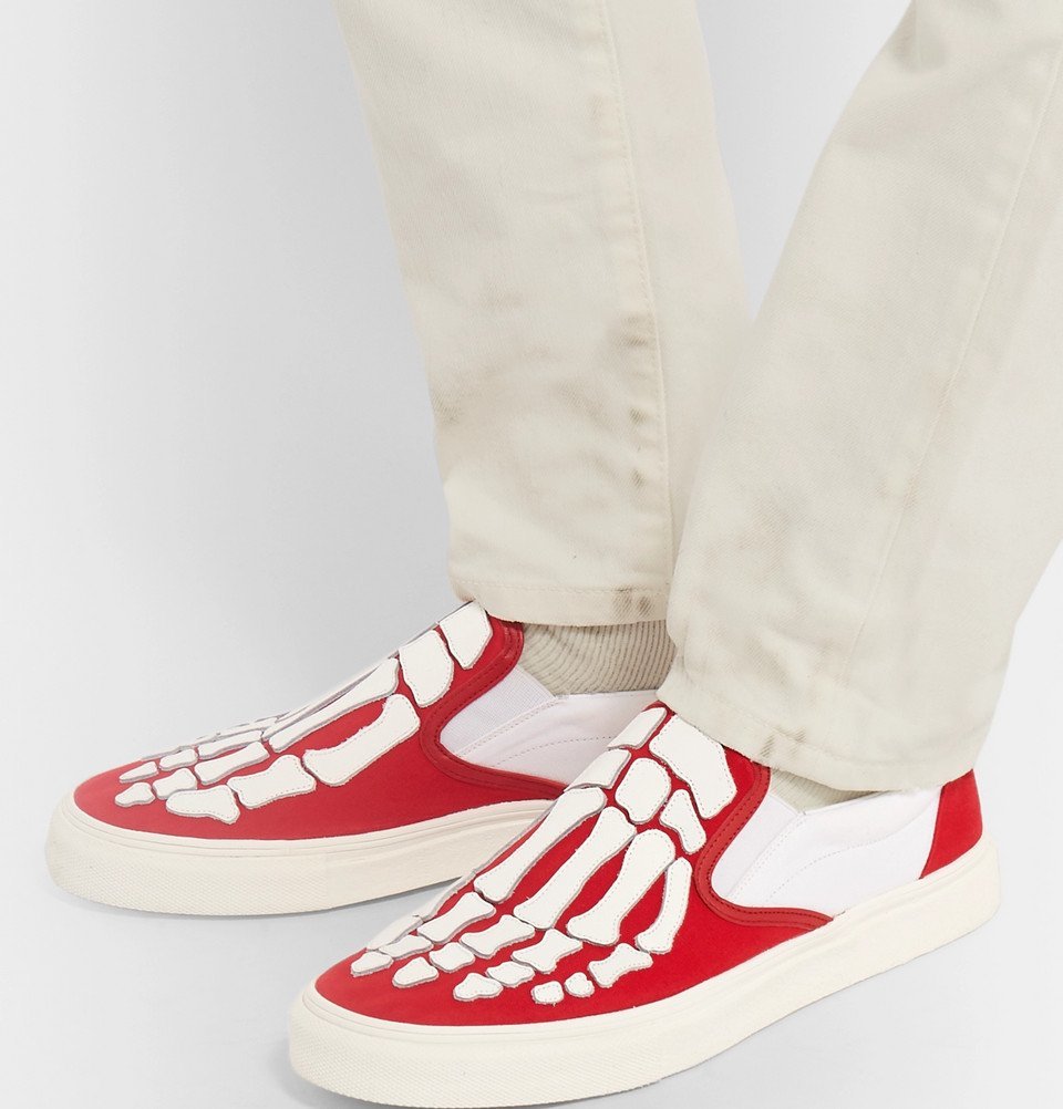 AMIRI - Leather-Appliquéd Canvas Slip-On Sneakers - Men - Red Amiri