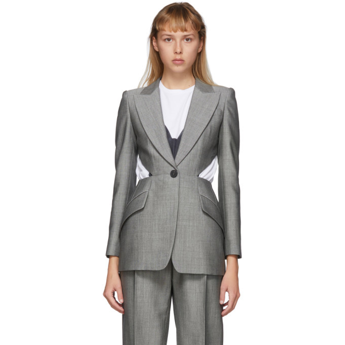 Alexander McQueen Grey Cut-Out Blazer Alexander McQueen